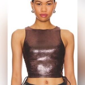 Superdown Shimmering Bronze Crop Top
